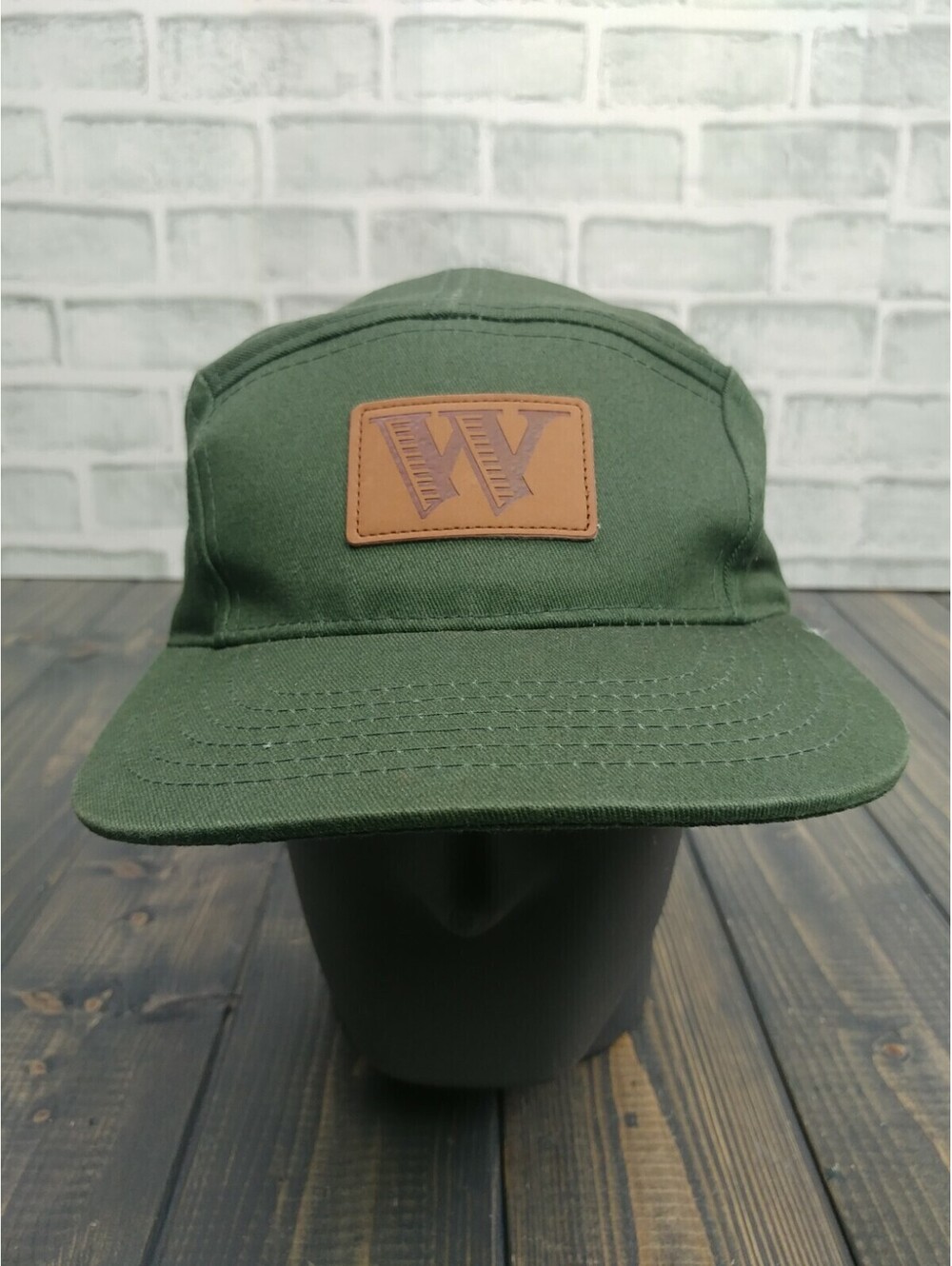 WIDMER BROTHERS BREWING Hat Ball Cap Green Faux Leather Logo W Strap Buckle